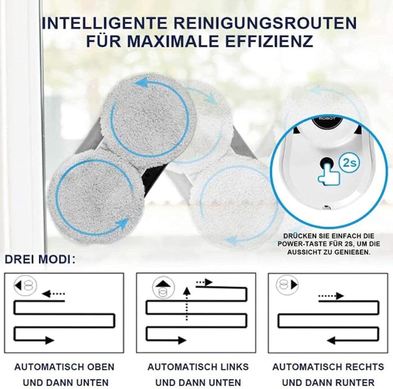Robot limpiador de ventanas con spray automático de agua, 2800 pa de succión fuerte eléctrica, limpieza inteligente de vidrio, robótica, para exteriores/interiores