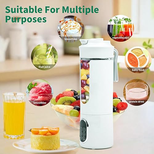 Miniatura 2 de Licuadora portátil de 17.9 fl oz, mini exprimidor eléctrico portátil USB, pequeña licuadora personal para batidos y licuados, con función de