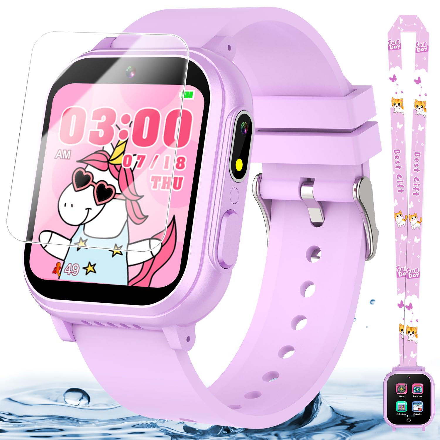 Waterproof Smart Watch for Kids Gift for Girls Age 5-12 with 32 Games, Dual Camera, Habit Tracking, Music Player, Video, Alarm Clock, HD Touchscreen