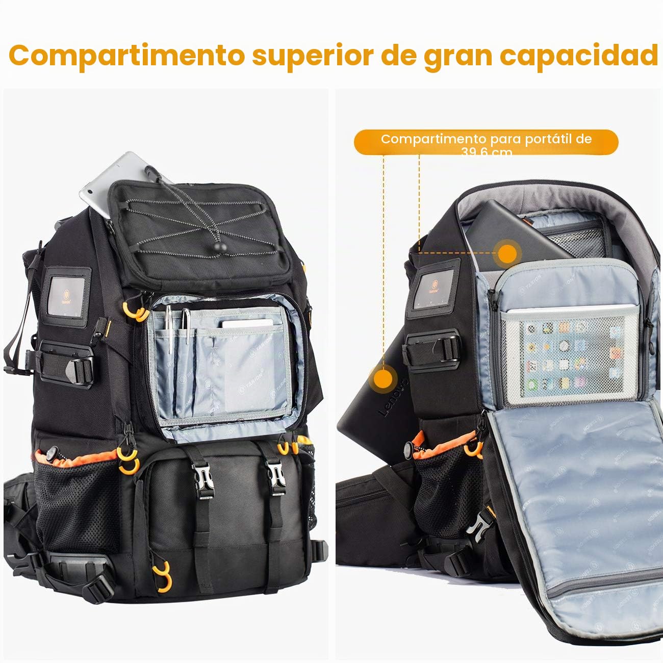 TARION Pro PB-01 Mochila Camara Grande Profesional Mochila Fotografia para Laptop Trípode Cámara Réflex Ordenador Impermeable Mochila Camara Senderismo