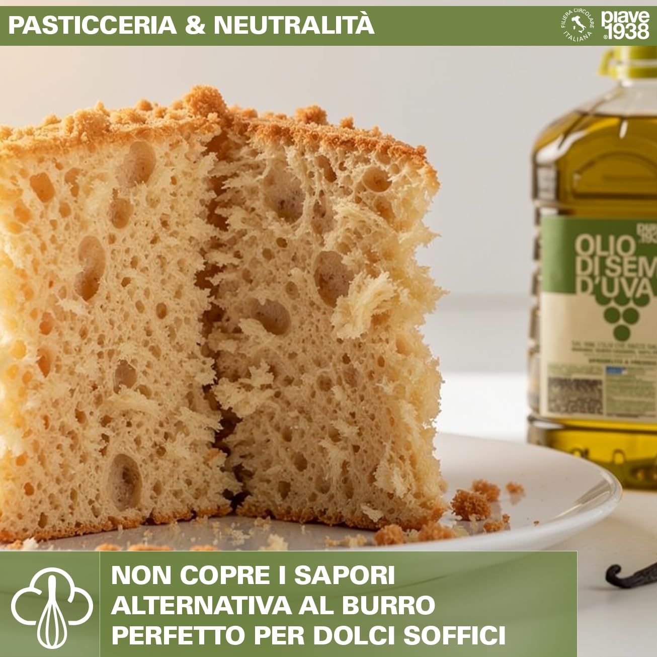 PIAVE 1938 Olio di Vinacciolo 5L Professionale - Per Ristorazione (Fritture, Dolci, Maionese) e Centri Massaggi - Alto Punto di Fumo 245°C, Olio di Semi d'Uva Puro Neutro Grape Seed Oil