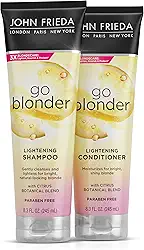 John Frieda Conjunto de xampu e condicionador Sheer Blonde Go Blonder para cabelo loiro, xampu clareador e condicionador com cítrico e camomila, apresentando nossa tecnologia BlondMend, 235 g (pacote com 2)