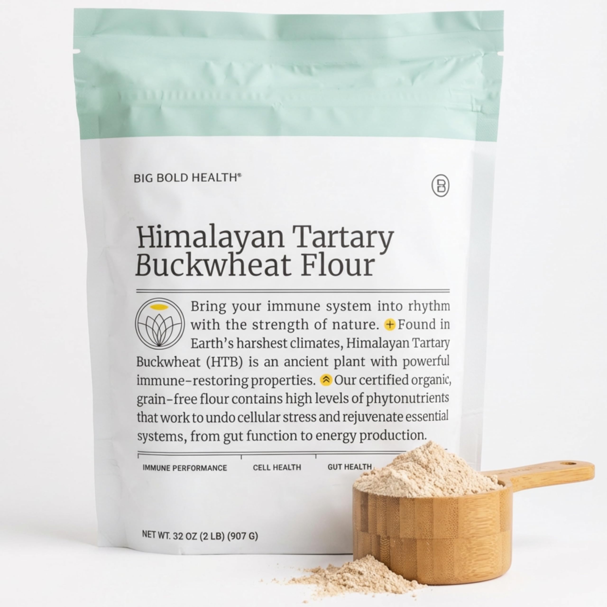Organic Himalayan Tartary Buckwheat Gluten Free Flour | 100+ Immune-Active Nutrients | 100% USDA Organic Grain-Free Flour | Non-GMO | USA Grown (2lb)