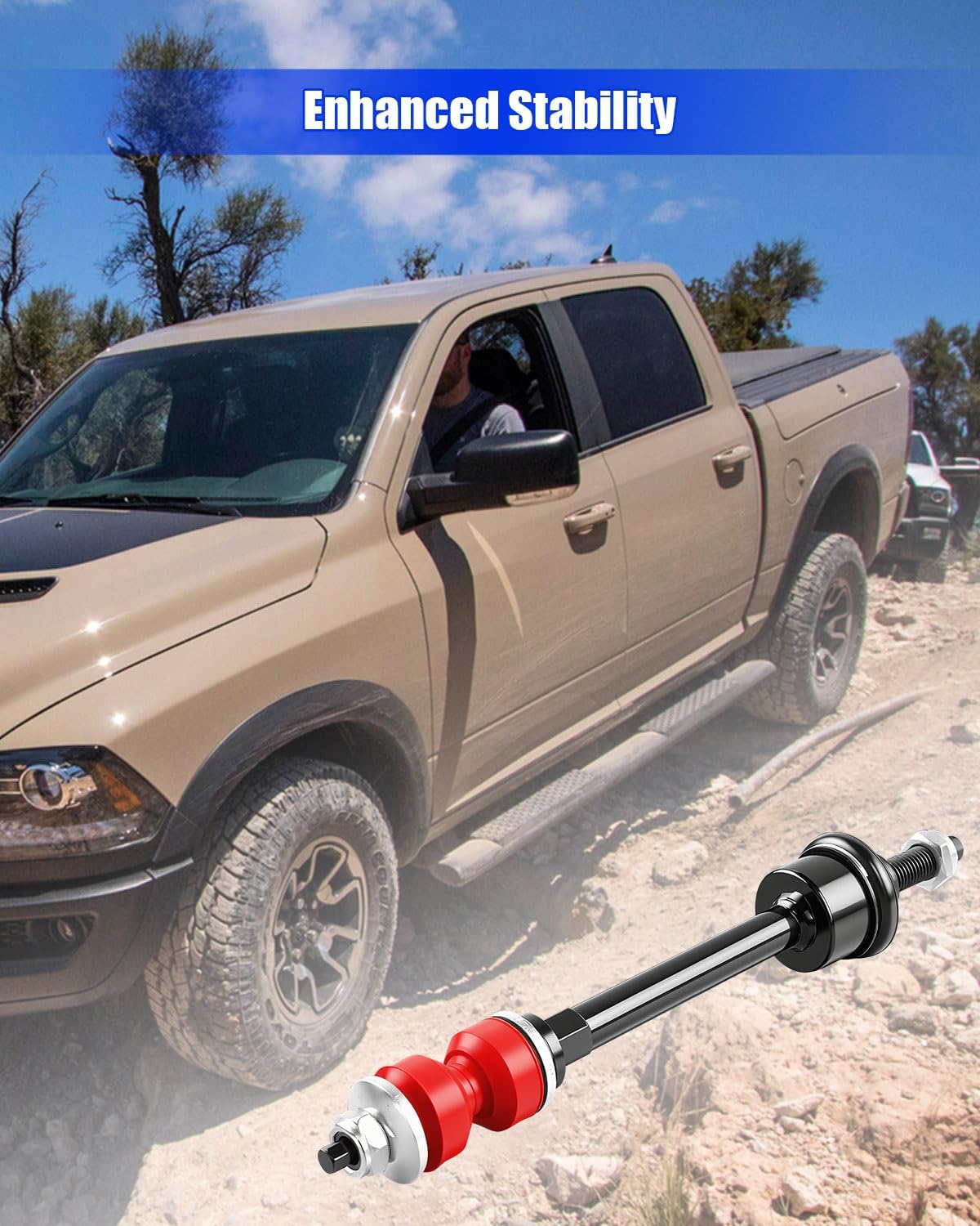 Replace 55398938AC Sway Bar and K80894 Sway Bar links with Bushing Kit, Front Suspension Stabilizer Bar End Links Kit Compatible with Dodge Ram 1500 2009-2018 1500 Classic 2019-2022