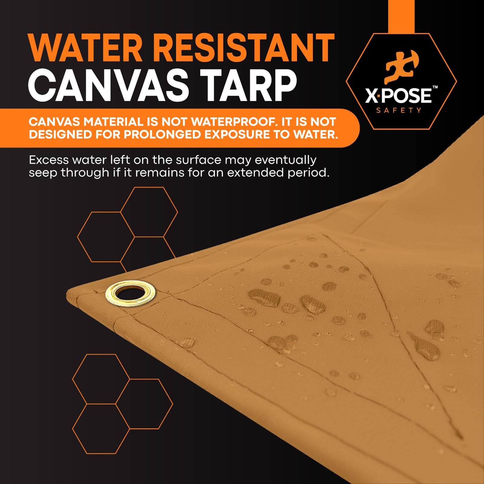 Xpose Safety Canvas Tarp - 10oz Tan Canvas Tarps Heavy Duty Water