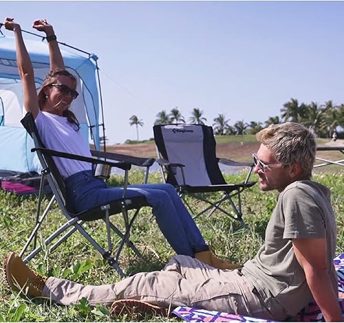 Miniatura 2 de KingCamp Silla plegable de gran tamaño para campamento, silla de campamento al aire libre, silla de césped portátil, con brazos, marco de acero