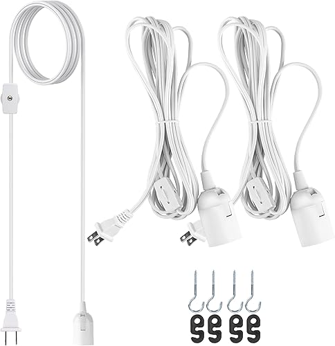 Vista 10 de JACKYLED Cable de extensión colgante para farol, UL 12 pies, E26 E27, interruptor de encendido/apagado, iluminación colgante para cocina