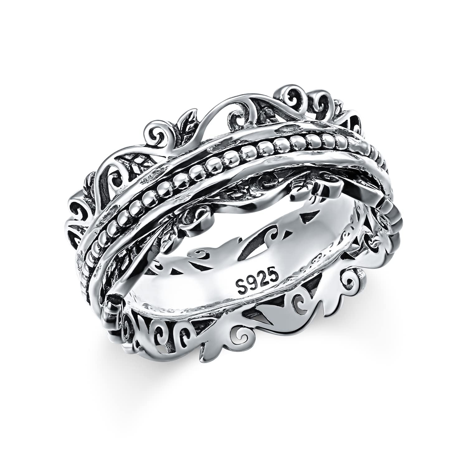 Meditations Spinner Ringe 925 Sterling Silber Rebe Fidget Ringe für Angst ADHS Ring Anti Stress Stimmung Ringe Angst Stressabbau Schmuck Geschenke