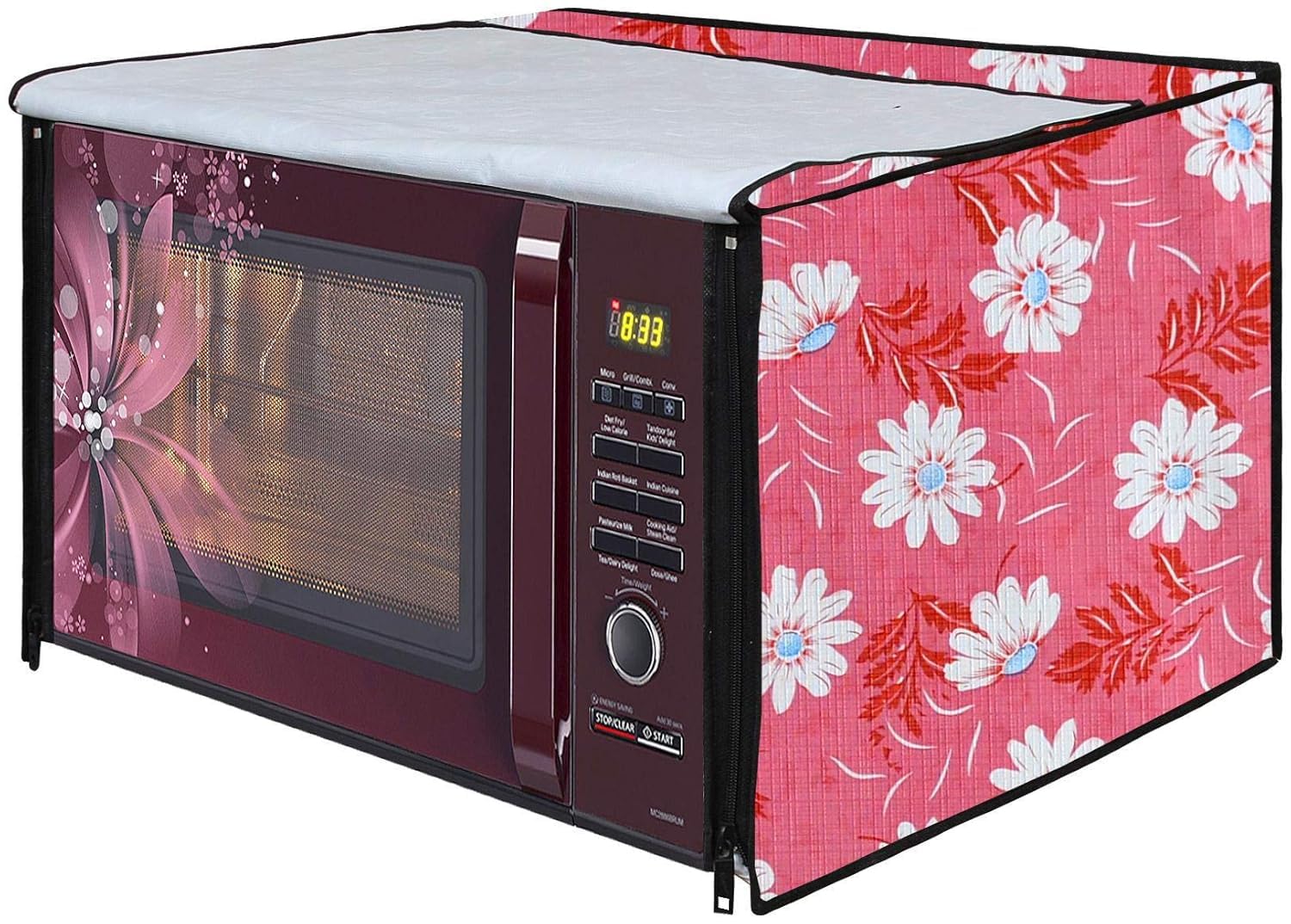 MobiCR Microwave Oven Cover Dust Proof & Water Proof for 21 Litre Convection Microwave Oven Cover,14, Brown::White 1