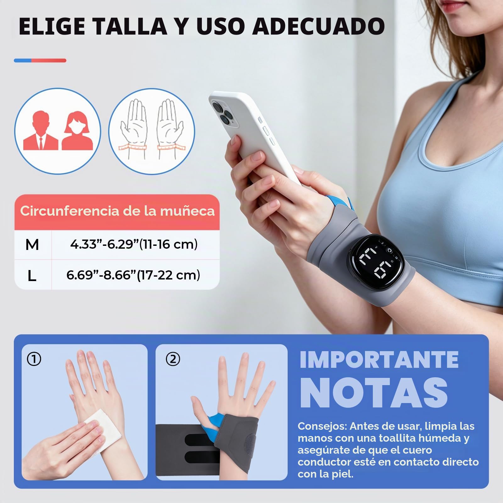 Muñequera inalámbrica con calor y masaje, alivio para túnel carpiano, artritis y tendinitis, regalos de cumpleaños para mujeres y hombres, regalos del día de la madre, mano izquierda/derecha