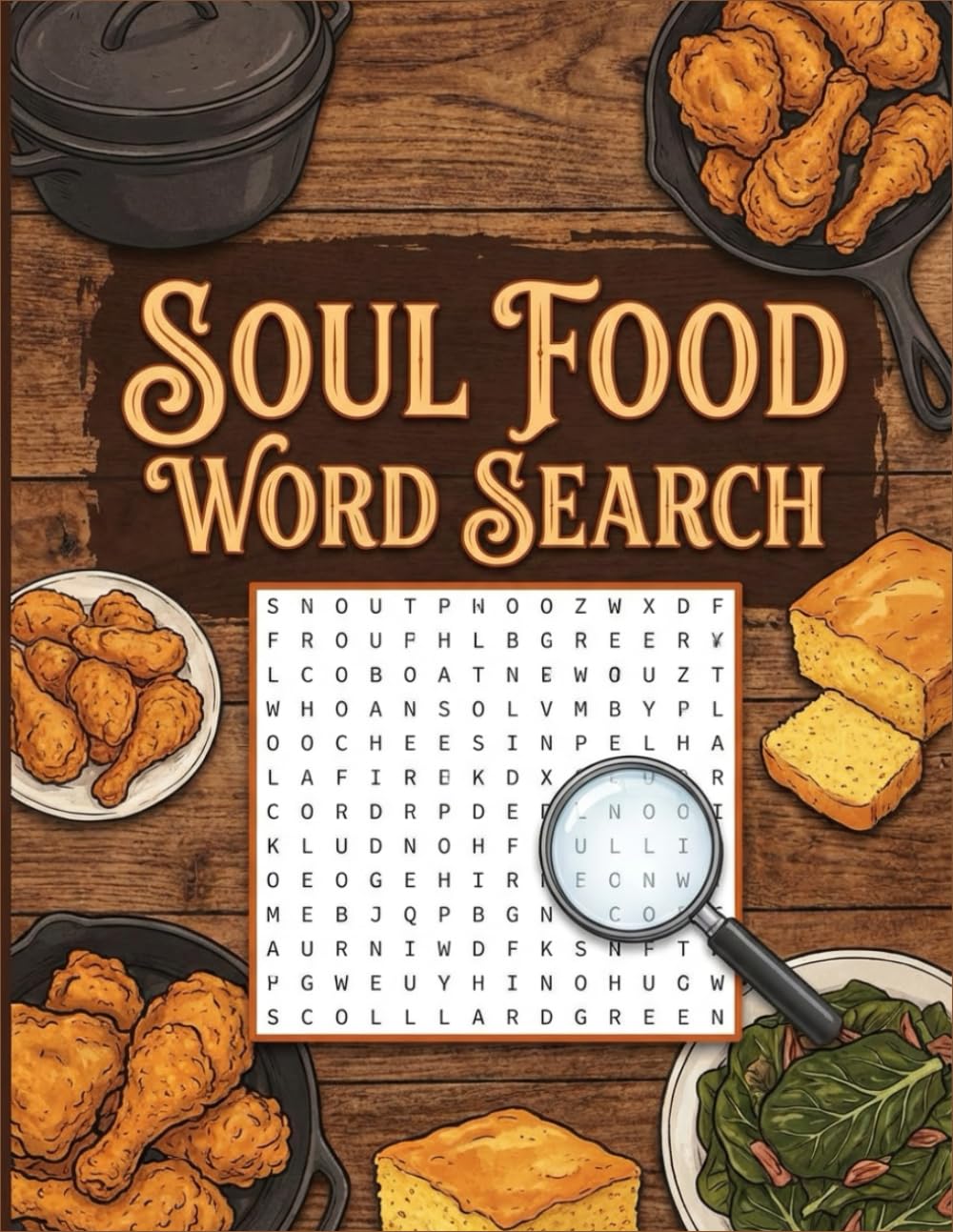 Soul Food Word Search: Large Print Puzzles Featuring Classic Southern and African American Recipes for Adults