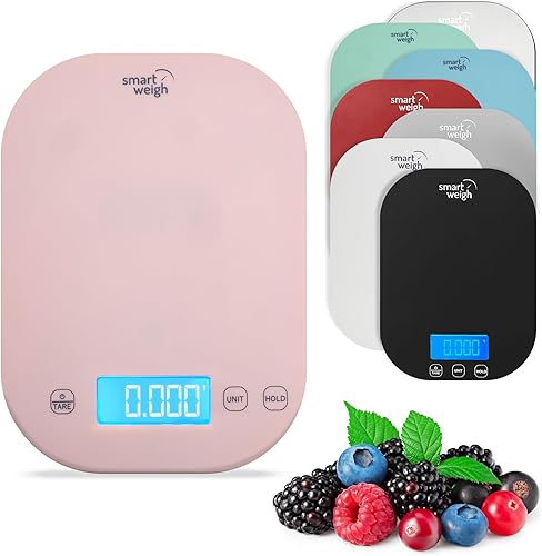 Smart Weigh - Báscula digital rosa de cocina para cocinar, pérdida de peso, seguimiento de calorías, hornear, control de porciones de alimentos y
