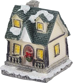 Hyuduo Christmas Village Houses Set with Illuminated LED Lights for Holiday Ornament Figurines and Christmas Decor