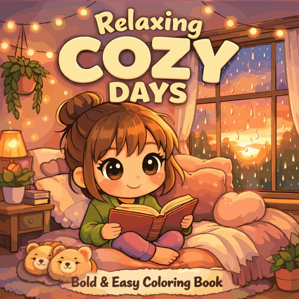 COZY DAYS: Simple & Cute Girl Life Illustrations for Relaxation, Bold & Easy Coloring Book Self-Care & Cozy Moments