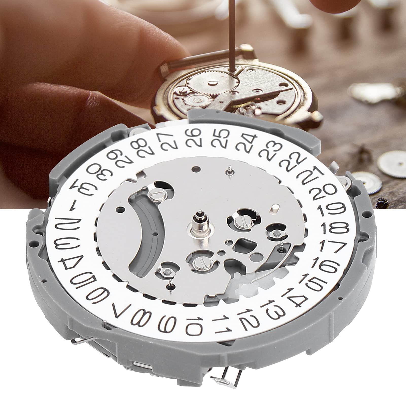 AMONIDA Pieza de Reparación de Cuarzo de Repuesto de Movimiento de Reloj VK63 con Batería para Entusiastas de la Reparación de Relojes Diseño de Aleación Duradera