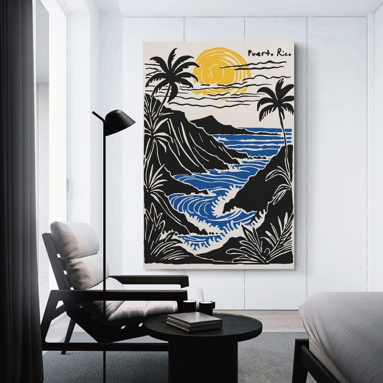 Junmoney Puerto Rico Coastal Landscape Art Wall Art Print, 24x36inch(60x90cm), for Bedroom Walls, Guest Spaces Or Lounges, Home Artwork with A Soft Interior Feel