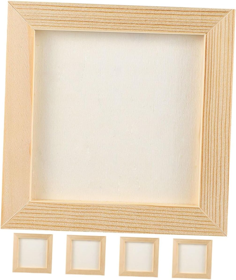 Holibanna Paintable Wooden Picture Frames for DIY Crafts, 5pcs Set 20x20cm Clay Art Photo Frames for Boys and Playroom Décor