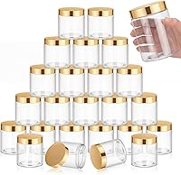 Vista 30 de 24 frascos de plástico transparente vacíos con tapas, recipientes de almacenamiento redondos de boca ancha para productos de belleza, crema