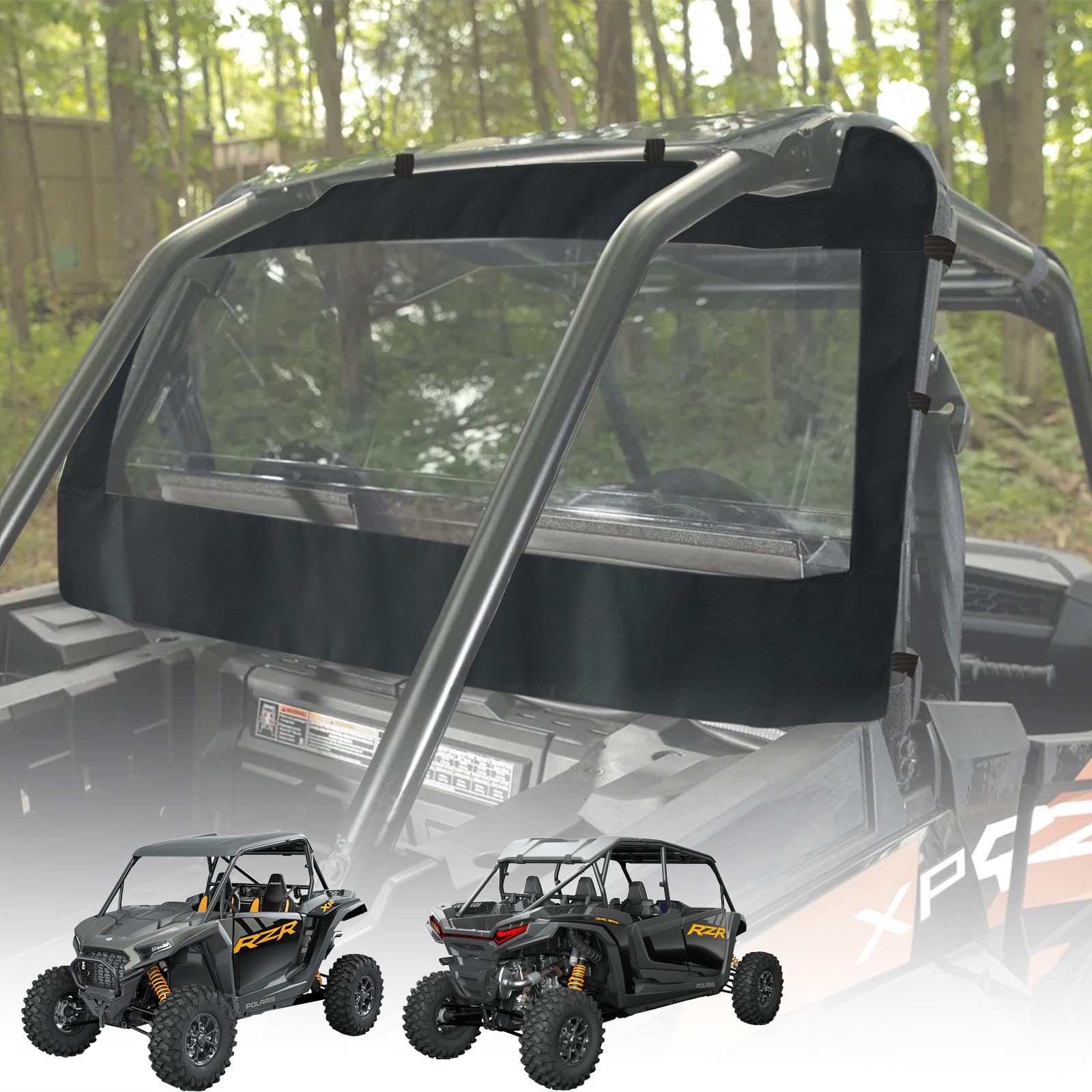 QYMOTO Polaris RZR 1000XP Rear Window,Soft Rear Windshield Dust Panel for RZR 1000 XP/Turbo, XP 4 1000 Stop Wind, Rain and Debris from Back (2014-2023)