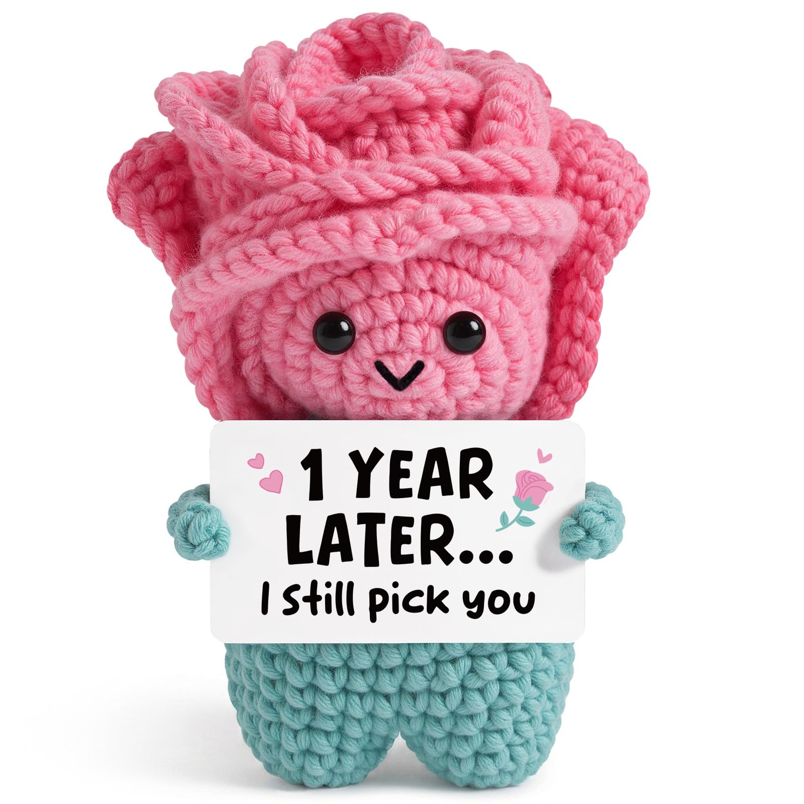 Leebbsin 1st Anniversary Wedding Gifts for Men Women - Handmade Crochet Rose Decor, Valentines I Love You Gifts for Girlfriend Boyfriend, Romantic One Year Dating Anniversary Present for Wife Husband