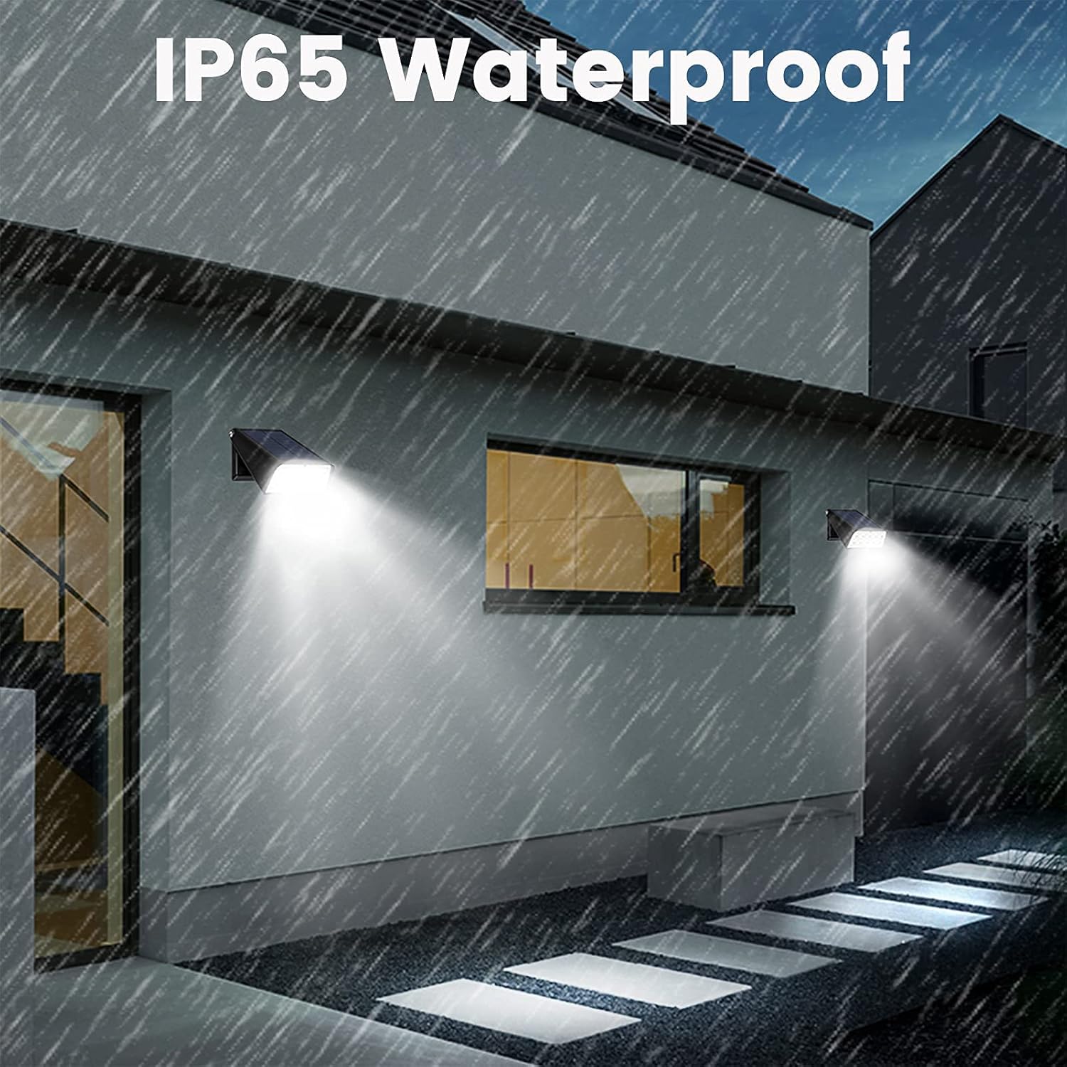 Patio Wall Light Solar Powered, Dusk-to-Dawn Deck Lights, 2-Mode 90° Rotatable, Outdoor Security Lights Waterproof, Solar Spotlight for Porch, Garage, Fence, 2-Pack