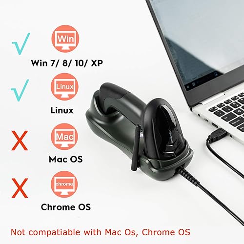 Miniatura 2 de NADAMOO Escáner de código de barras inalámbrico con base de carga USB de 328 pies de larga transmisión portátil 1D inalámbrico láser código de