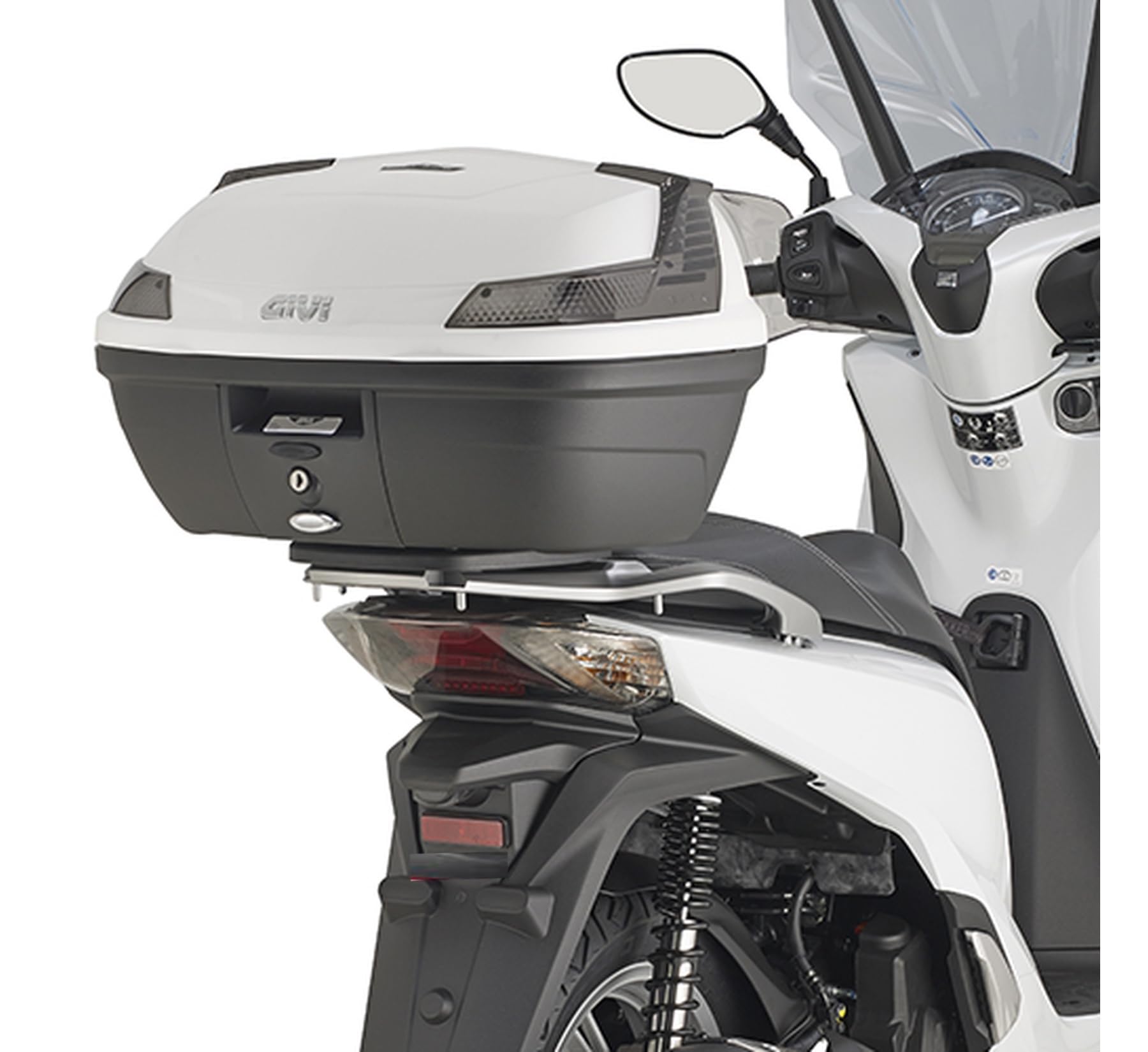 givi motorradkoffer alp44a monolock alpina aluminium 44 lt + träger kompatibel mit honda sh 125-150 i 2017 2018 2019 mototopgun alp44a + sr1155