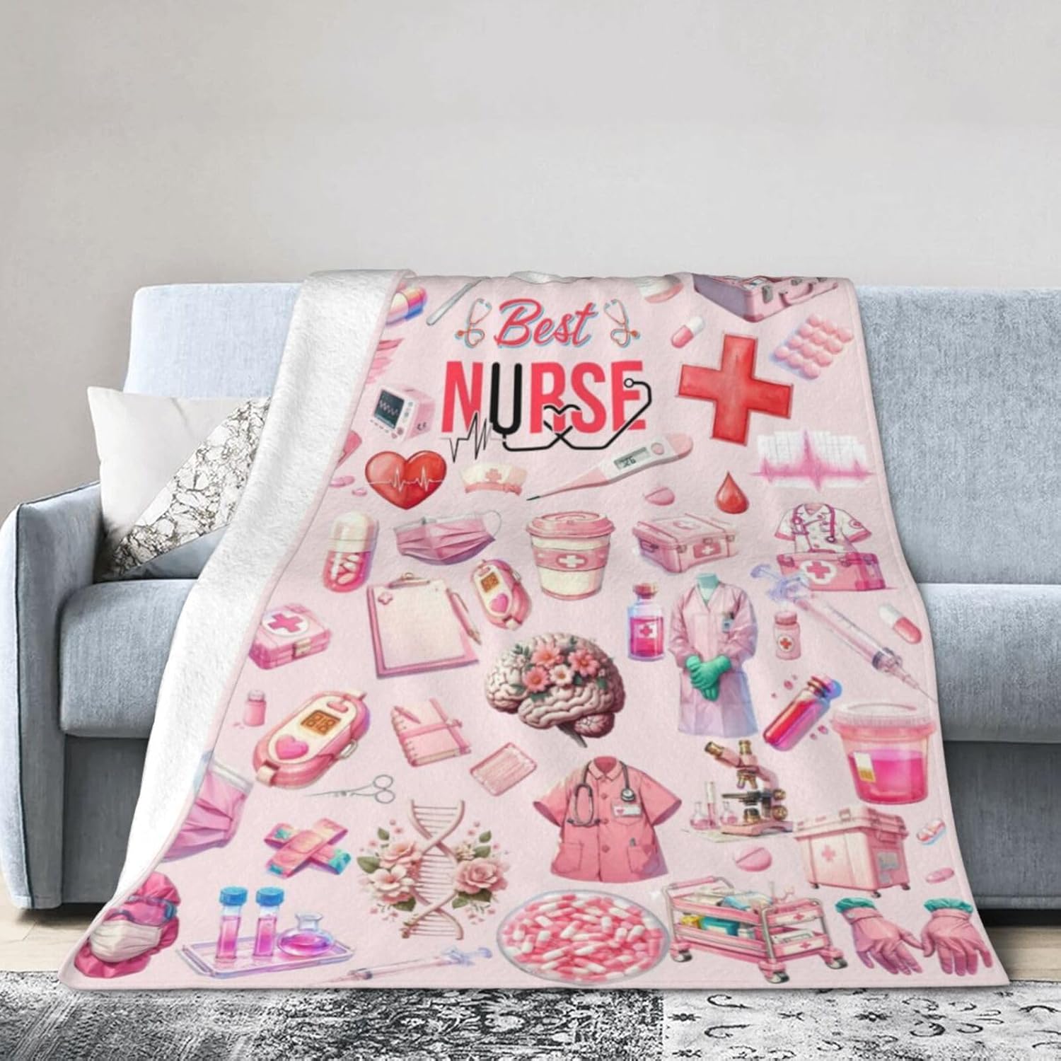Nurse Gifts Blanket Throw Blanket Lightweight Cozy Plush Blanket for Bedroom Living Rooms Sofa Couch 80x60 inch