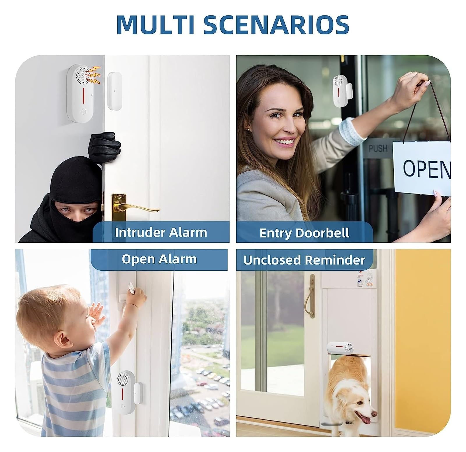Alarmas De Puerta, Tuya-Sensor de ventana de puerta con WiFi, Detector de apertura de puerta, alarma de sonido, brazo temporizado, desarmar, protección de seguridad inteligente for el hogar, aplicació