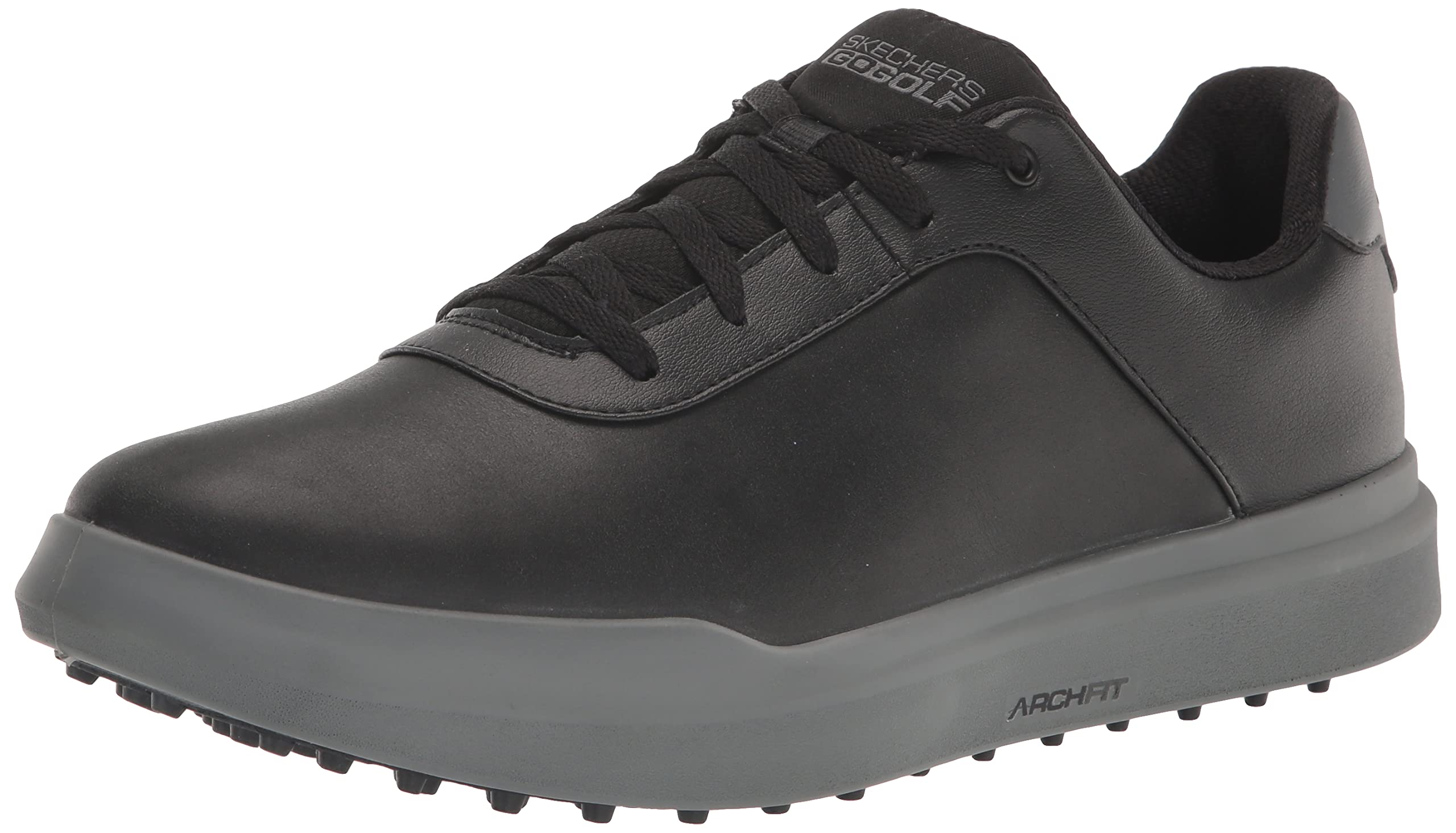 Skechers Men's Drive 5 Lx Arch Relaxed Fit Spikeless Waterproof Golf Shoe Sneaker, Black/Gry, 8.5