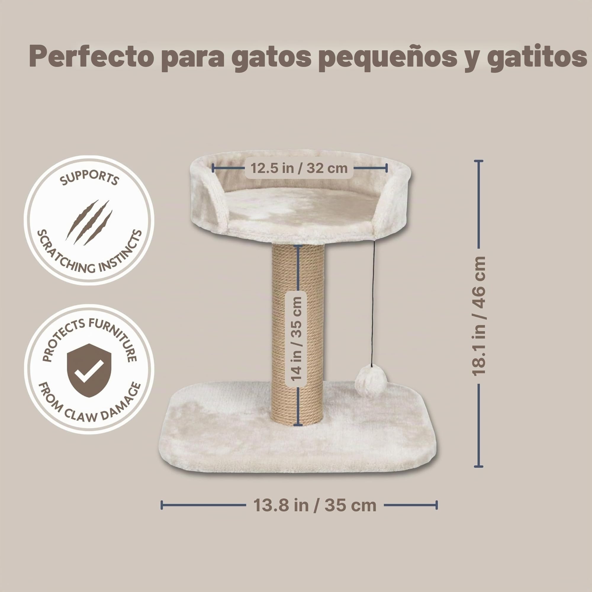 Trixie Poste Rascador de Gatos - Rascador Arbol para Gatos Rascador Mica 46 cm Gris Claro