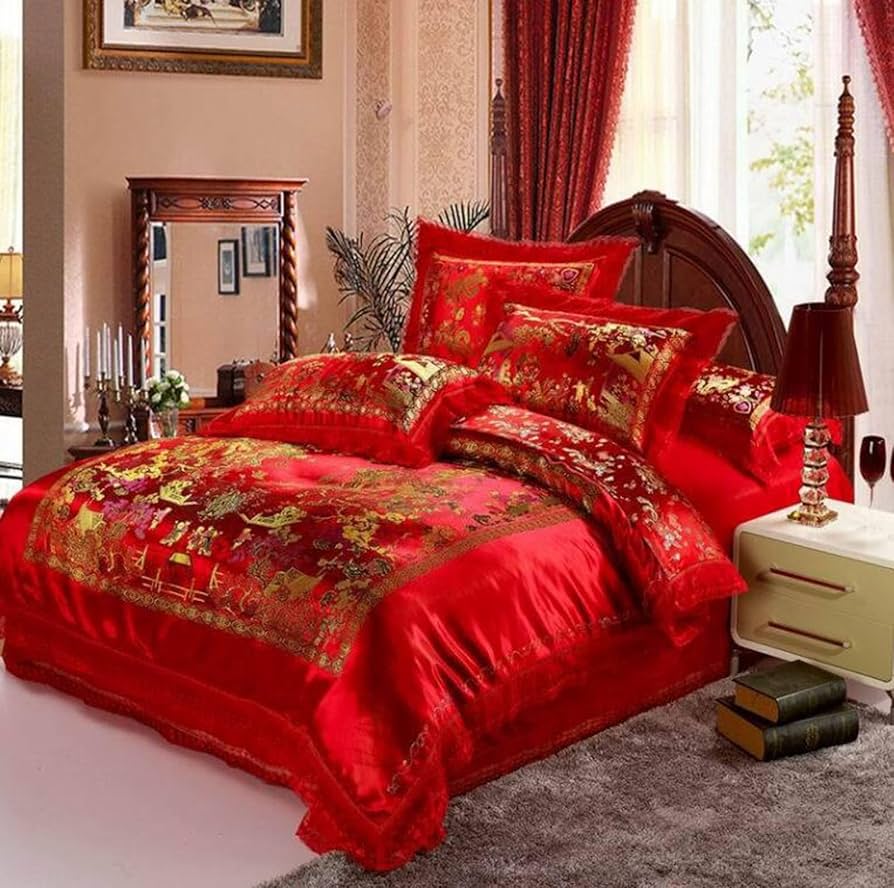 Amazon|中国の伝統的な龍と鳳凰の羽毛布団カバーセット、中国風の寝具 Amazon|中国の伝統的な龍と鳳凰の羽毛布団カバーセット、中国風の寝具