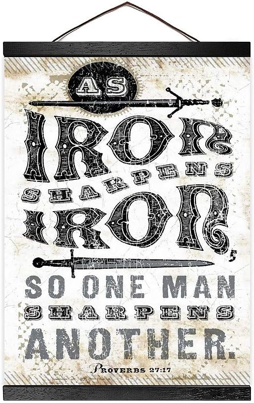 As Iron Sharpens Iron Hanging Poster Canvas Print Ready to Hang, Health and Wellness Wall Decor,