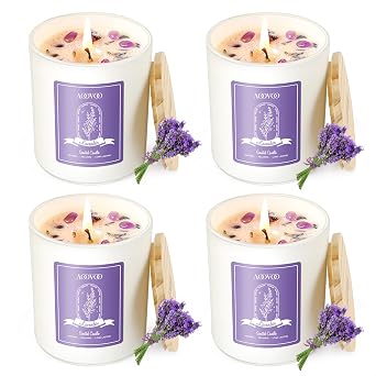 AOOVOO 4 Pack Scented Candles for Men and 4 Pack AOOVOO Lavender Candles Set for Women