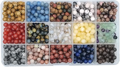 Miniatura 1 de 750 cuentas redondas de piedra natural de 0.236 pulgadas (0.236 in), cuentas sueltas de piedra preciosa de tamaño de agujero de 0.039 pulgadas