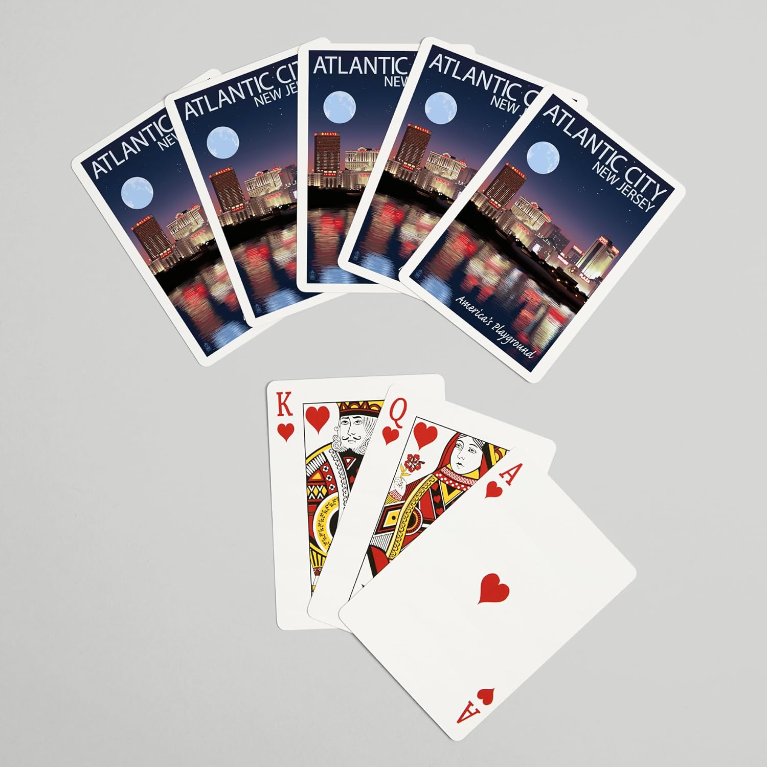 Lantern Press Atlantic City, New Jersey, Skyline at Night, 52 Playing Cards for Adults, Poker Size Card Deck