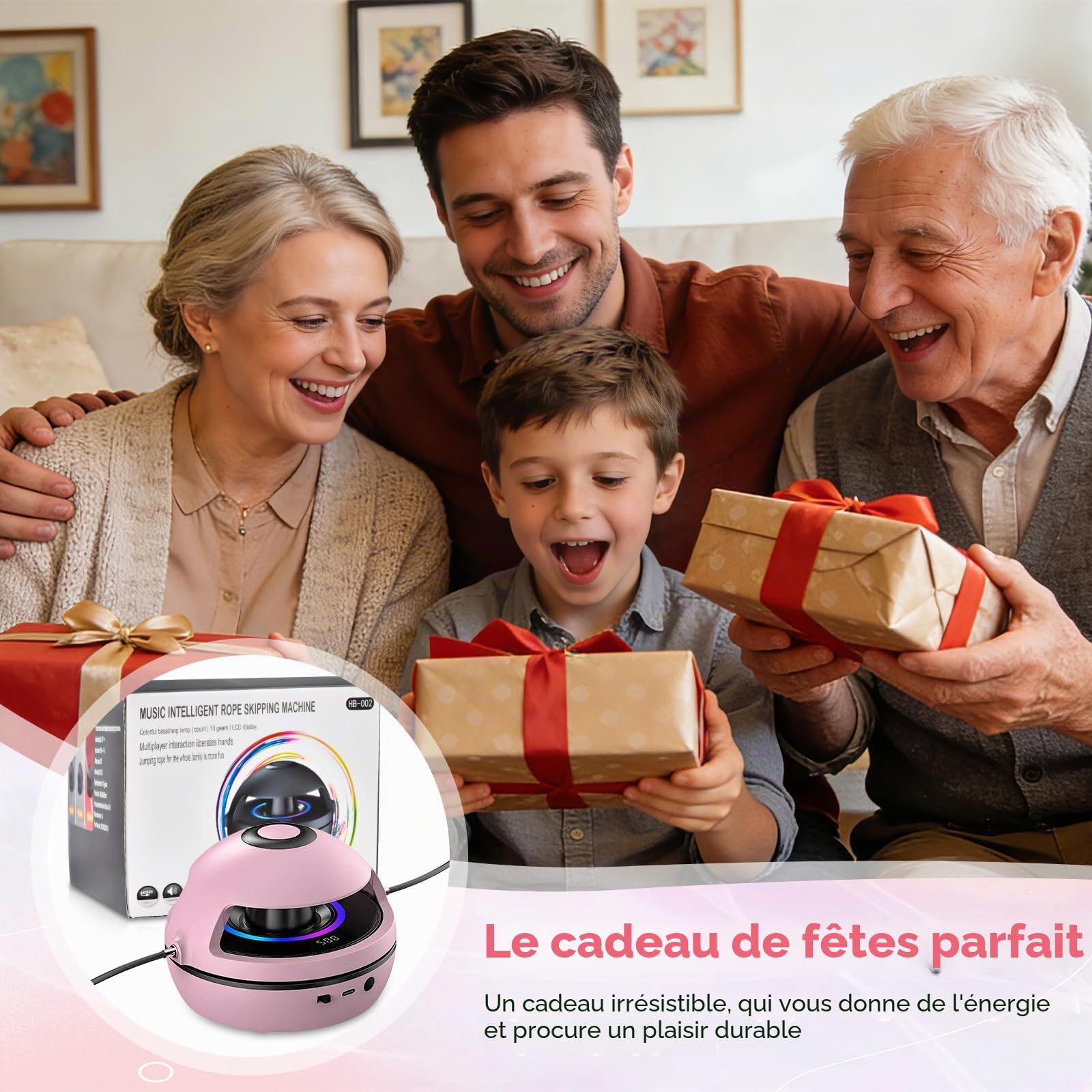 Corde à sauter électronique électrique machine, corde à sauter pour enfants compteur, corde à sauter télécommande, machine de saut à la corde 1–10 niveaux de vitesse