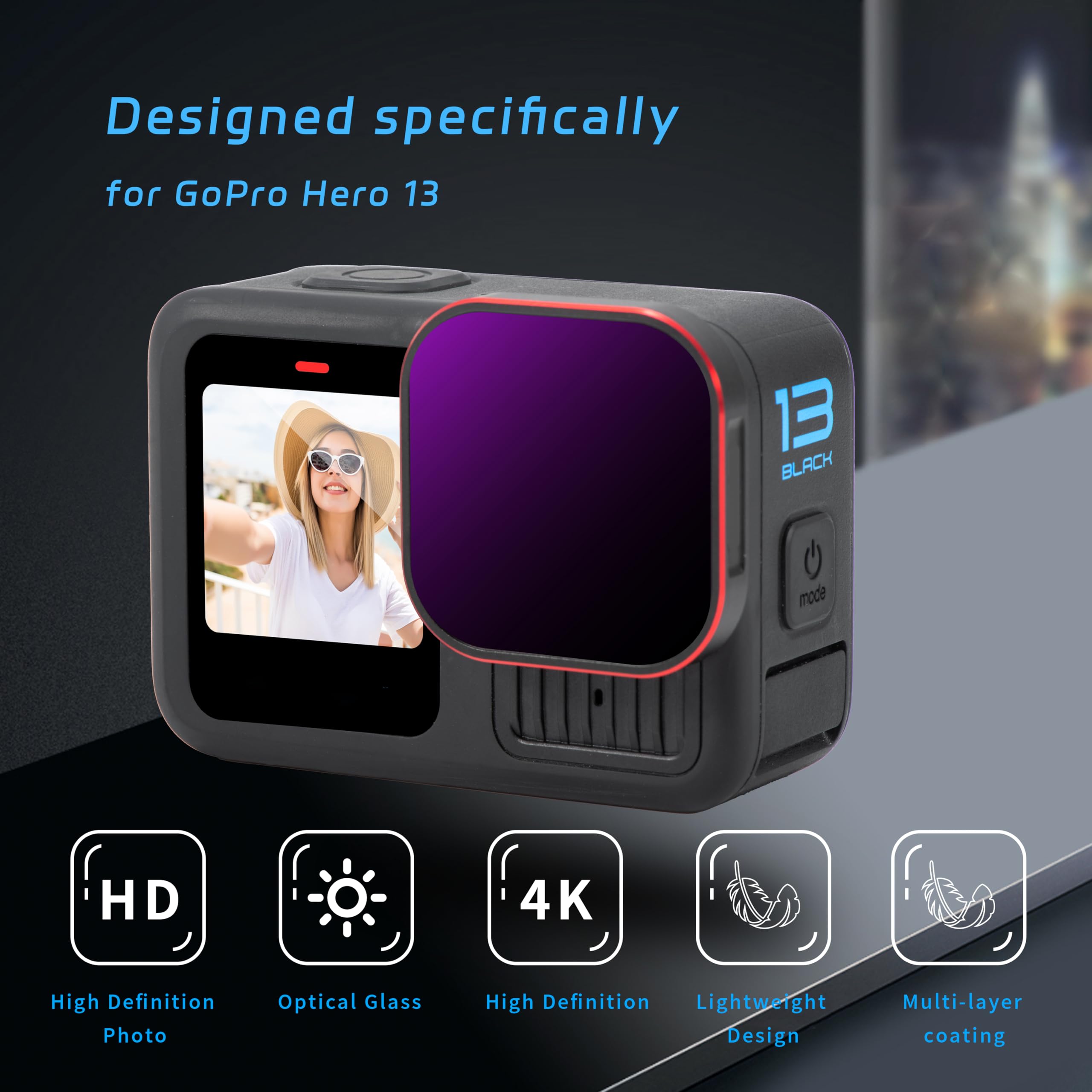 Zestaw filtrów ND dla kamery Gopro Hero 13 4-pak ND8 ND16 ND32 CPL Ultra szerokokątny filtr neutralnej gęstości o niskim współczynniku przenikania światła Akcesoria HD Szkło optyczne Rama aluminiowa