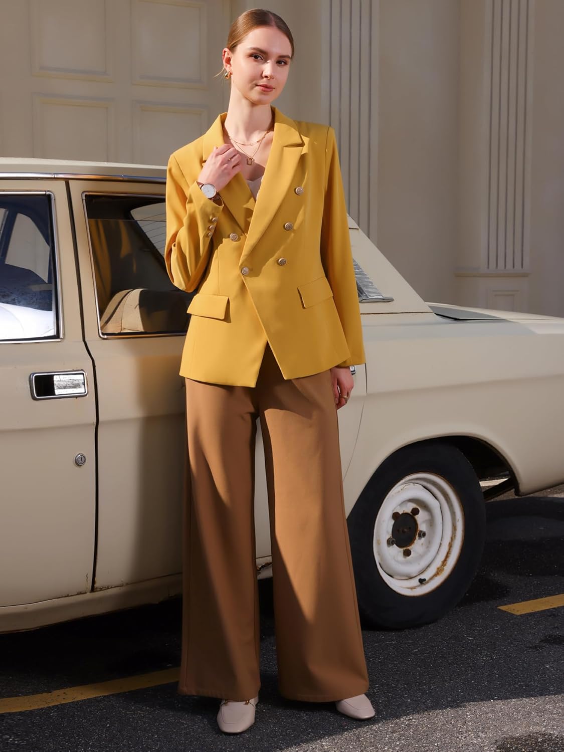 Women's Casual Suit Spring Office Double Breasted Blazer - Image 3