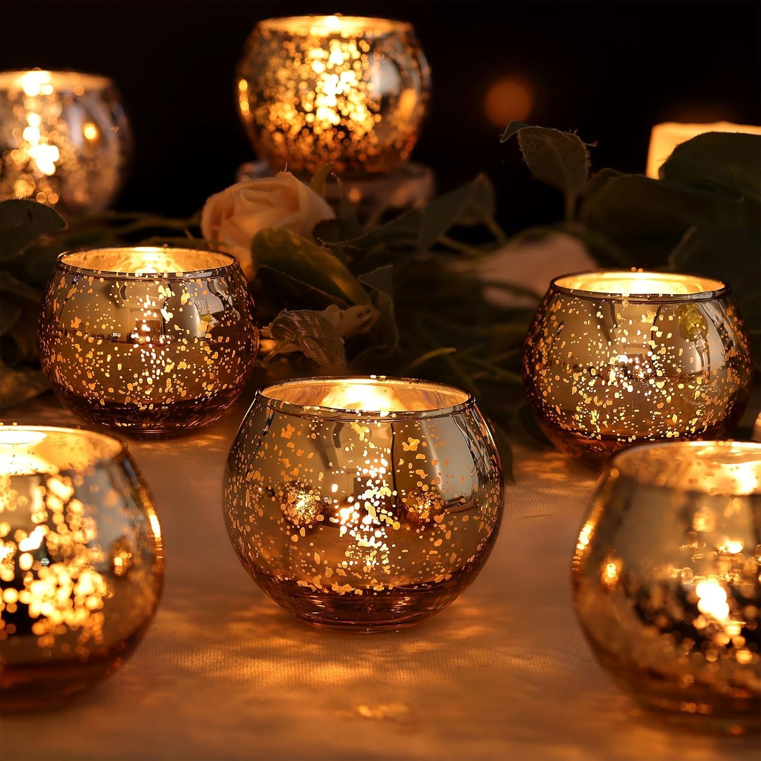 12 Pièces De Porte-Bougies en Verre Électroplaqué pour Centre De Table De Mariage Décoration De Fête d'anniversaire Décoration De Noël Maison Douche Nuptiale D'Été Et Bougies Votives