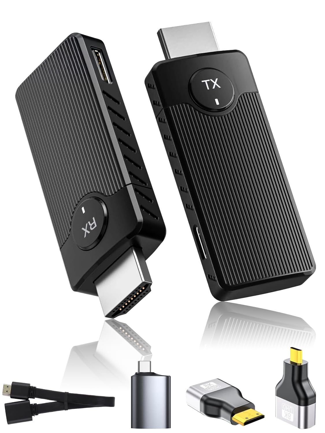 HDMI Inalámbrico Transmisor y Receptor, HDMI Wireless para Transmitir Vídeo y Audio en PC/Portátil a Monitor/TV Box/Proyector, transmisión inalámbrica 2,4G/5G, Alcance de 50M, Plug & Play Negro
