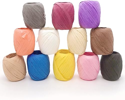 Miniatura 4 de 12 rollos de cinta de rafia, cuerda de rafia de 787 pies para Navidad, día de San Valentín, fiesta, regalos, envoltura, ramos de floristería,