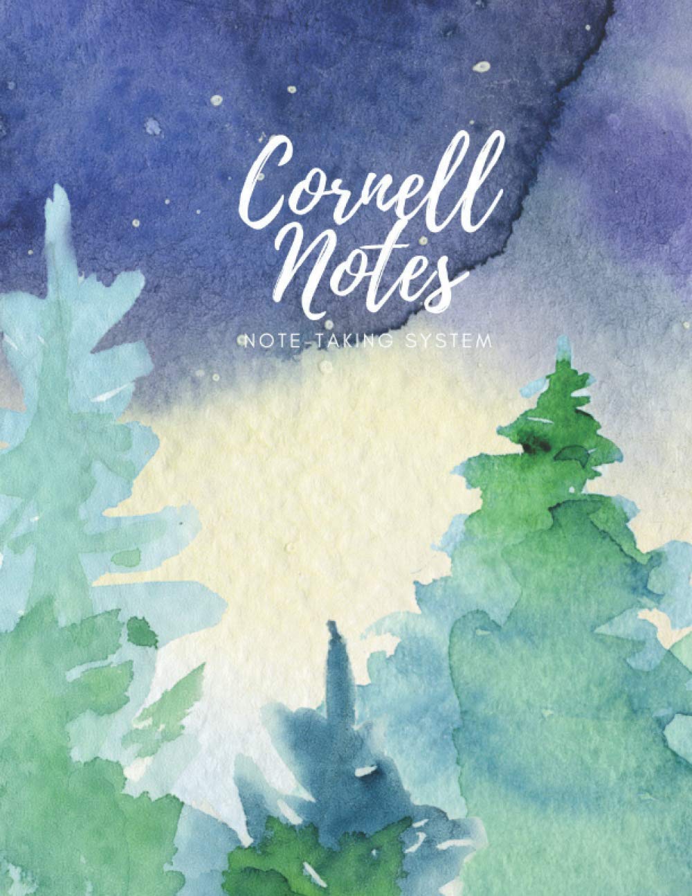 Cornell Notes: Note-Taking System Notebook, effective outline method notes for elementary students, 110 pages A4 | Forest Nature Watercolor