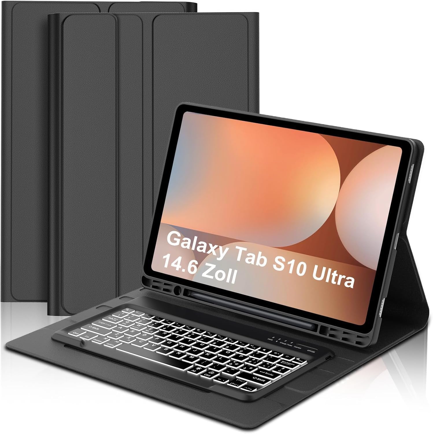Occtingkind Per Galaxy Tab S10 Ultra 14,6" Cover Tastiera con RGB Italiana | Tastiera per Tab S10 Ultra - Con Retroilluminazione 7 Colori Custodia Magnetica Keyboard, Utilizzo ottimale, Nero