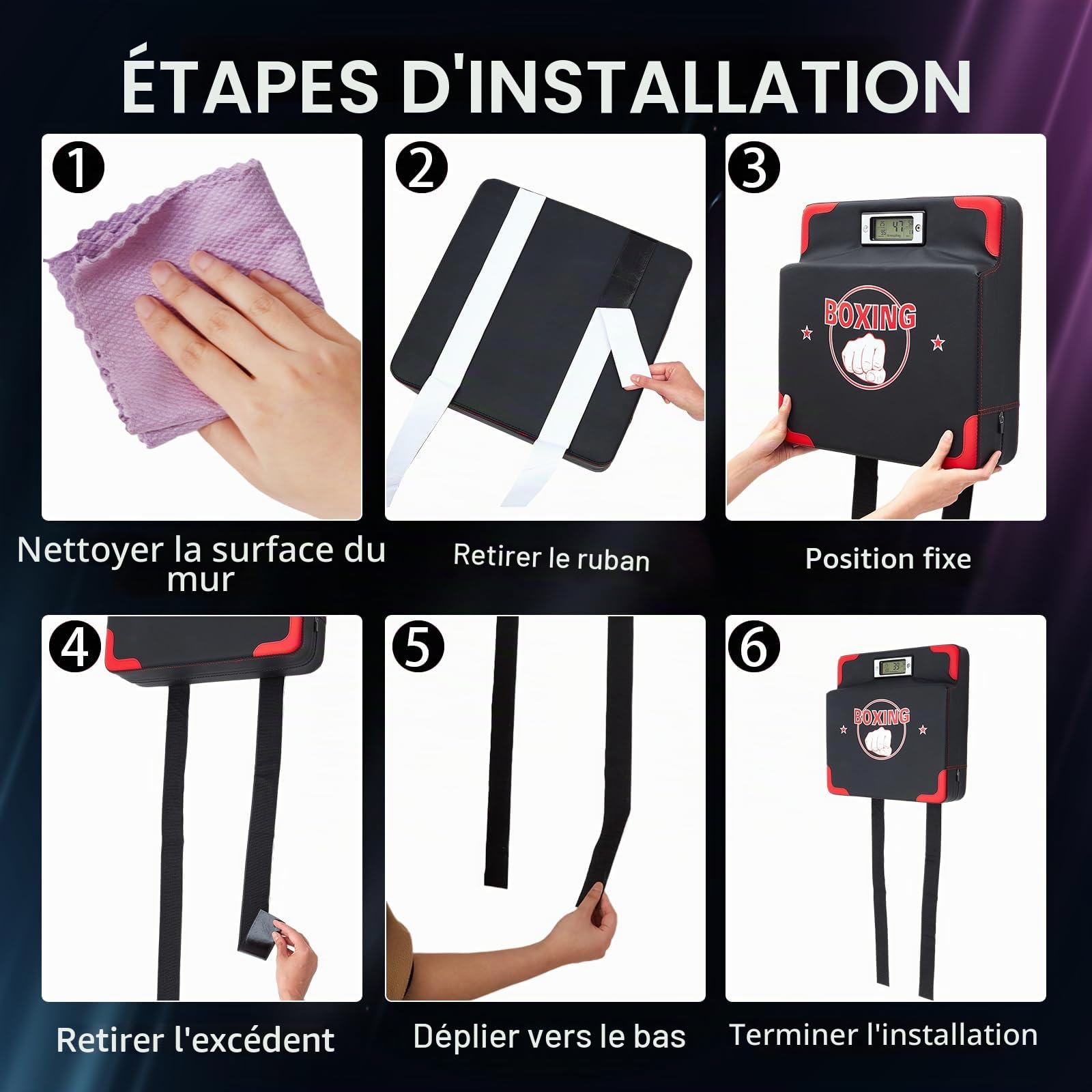 Hoteam Testeur de force de frappe avec capteur de force de frappe réglable en hauteur - Équipement d'entraînement de boxe mural - Machine de boxe pour adulte et enfant