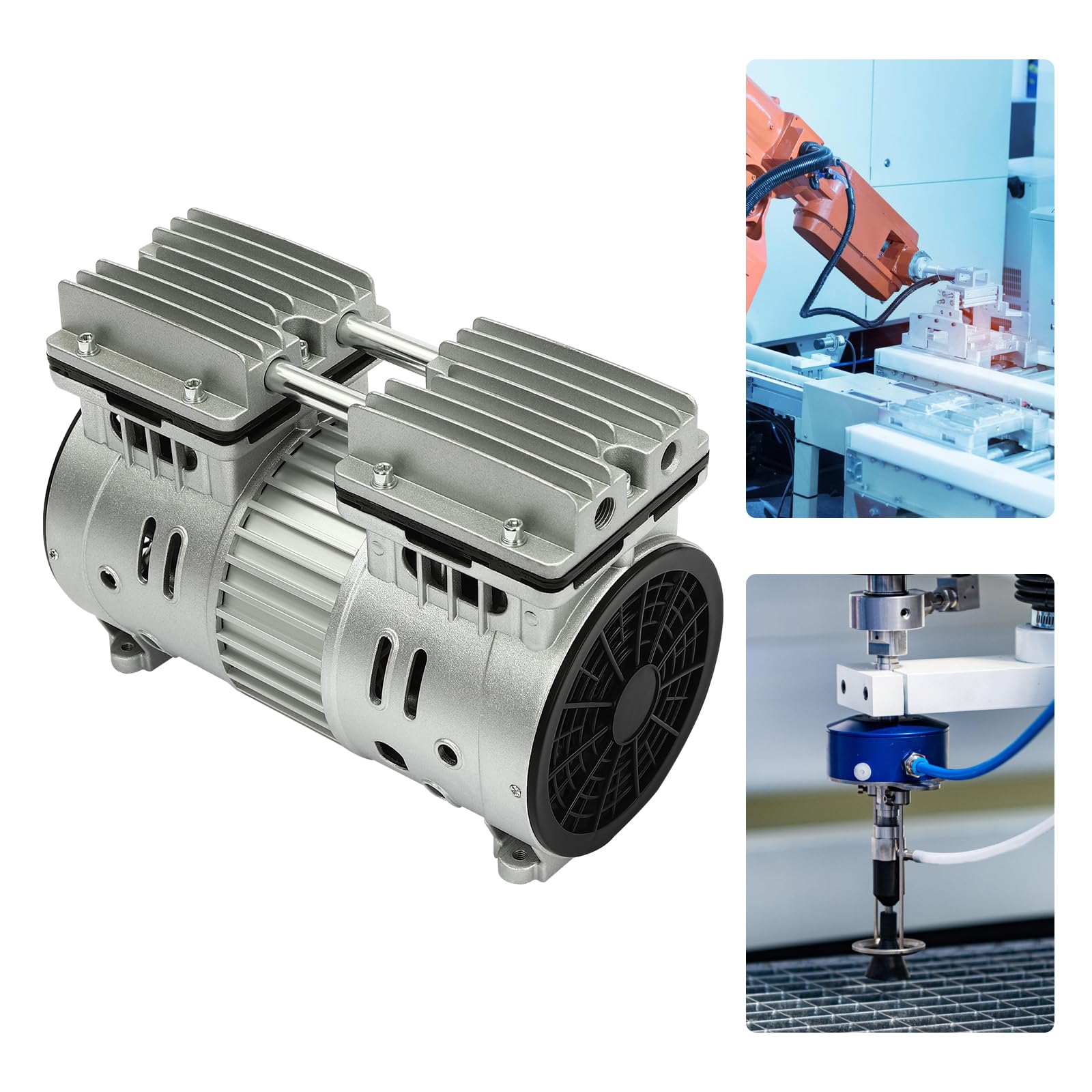Bomba de vacío sin aceite, 550 W, 1400 rpm, bomba de vacío sin aceite, compresor de aire, motor silencioso, alta eficiencia para alimentos y productos farmacéuticos