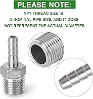 Vista 4 de TAISHER 2PCS Accesorios de Púas para Manguera de Acero Inoxidable 304, Accesorios de Cerveza Casera Púa de 1" x 1" MNPT con 2PCS Abrazaderas