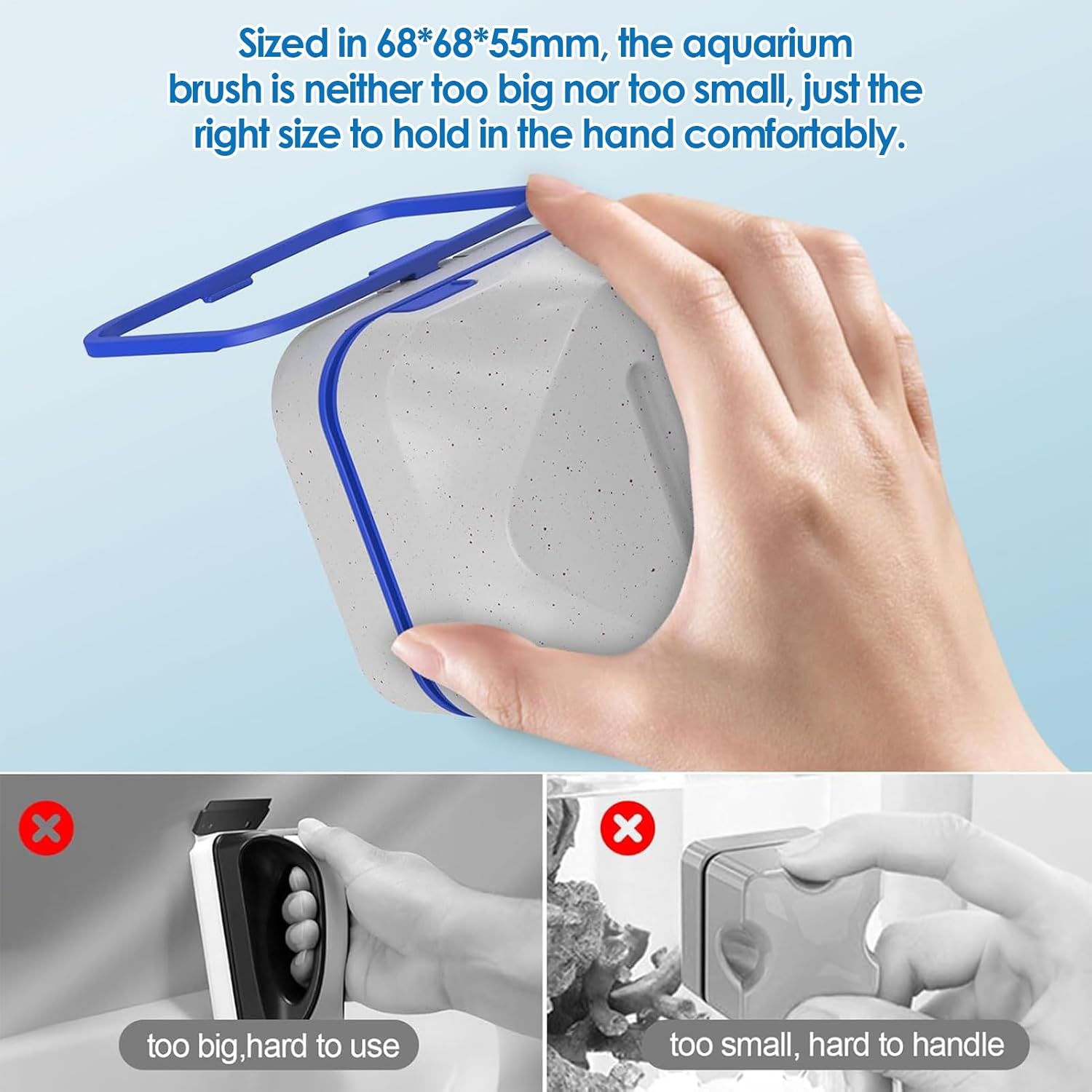 Aquarium Glass Cleaner Magnet,Double-Sided Scraper Brush with Feeder | Fish Tank Scrubber for Glass,for Gravel Home Pond Pet Terrarium Turtle Betta