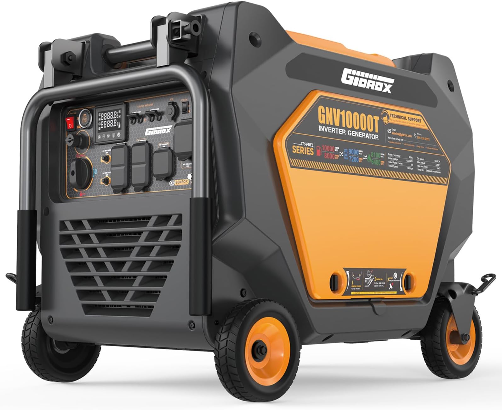 10000W Tri-Fuel Inverter Generator for Home Backup & RV - Super Quiet with ATS Ready, Remote Start, CO Sensor, ECO Mode, 50A Outlets, Low THD, Gas, Propane & Natural Gas Powered (Yellow)