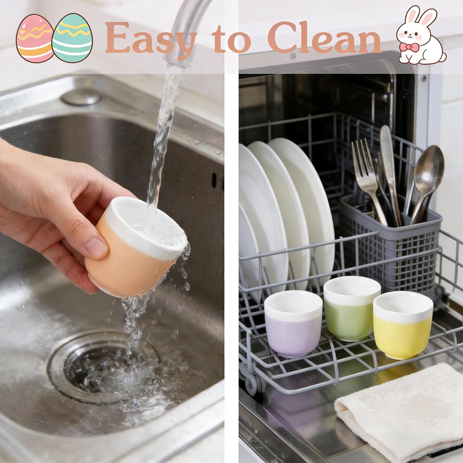 Ceramic Egg Cups for Soft/Hard Boiled Egg, 8 Pack, Macaron Color